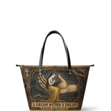 "A Dream Within A Dream" Leather Tote Bag