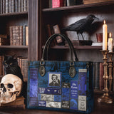 "Poe's Library" Midnight Ink - Black Interior - Leather Handbag