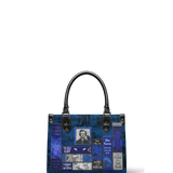 "Poe's Library" Midnight Ink - Black Interior - Small Leather Handbag