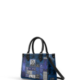 "Poe's Library" Midnight Ink - Black Interior - Small Leather Handbag