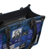 "Poe's Library" Midnight Ink - Black Interior - Small Leather Handbag