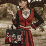 "The Codex of Gothic Tales" Black Widow’s Kiss - Black Interior - Leather Handbag