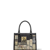 "Poe's Library" Ashen Black - Black Interior - Small Leather Handbag