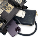 "Poe's Library" Ashen Black - Black Interior - Small Leather Handbag