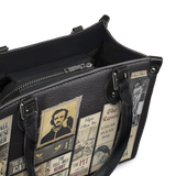 "Poe's Library" Ashen Black - Black Interior - Small Leather Handbag
