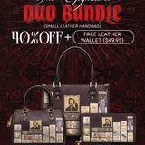 "Poe's Library" Ashen Black The Signature Duo Bundle (Small Leather Handbag)