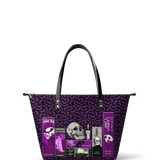 "The Codex of Gothic Tales" Violet Echo Leather Tote Bag