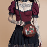 "The Crimson Codex" Circle Crossbody Bag