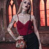 "The Crimson Codex" Circle Crossbody Bag