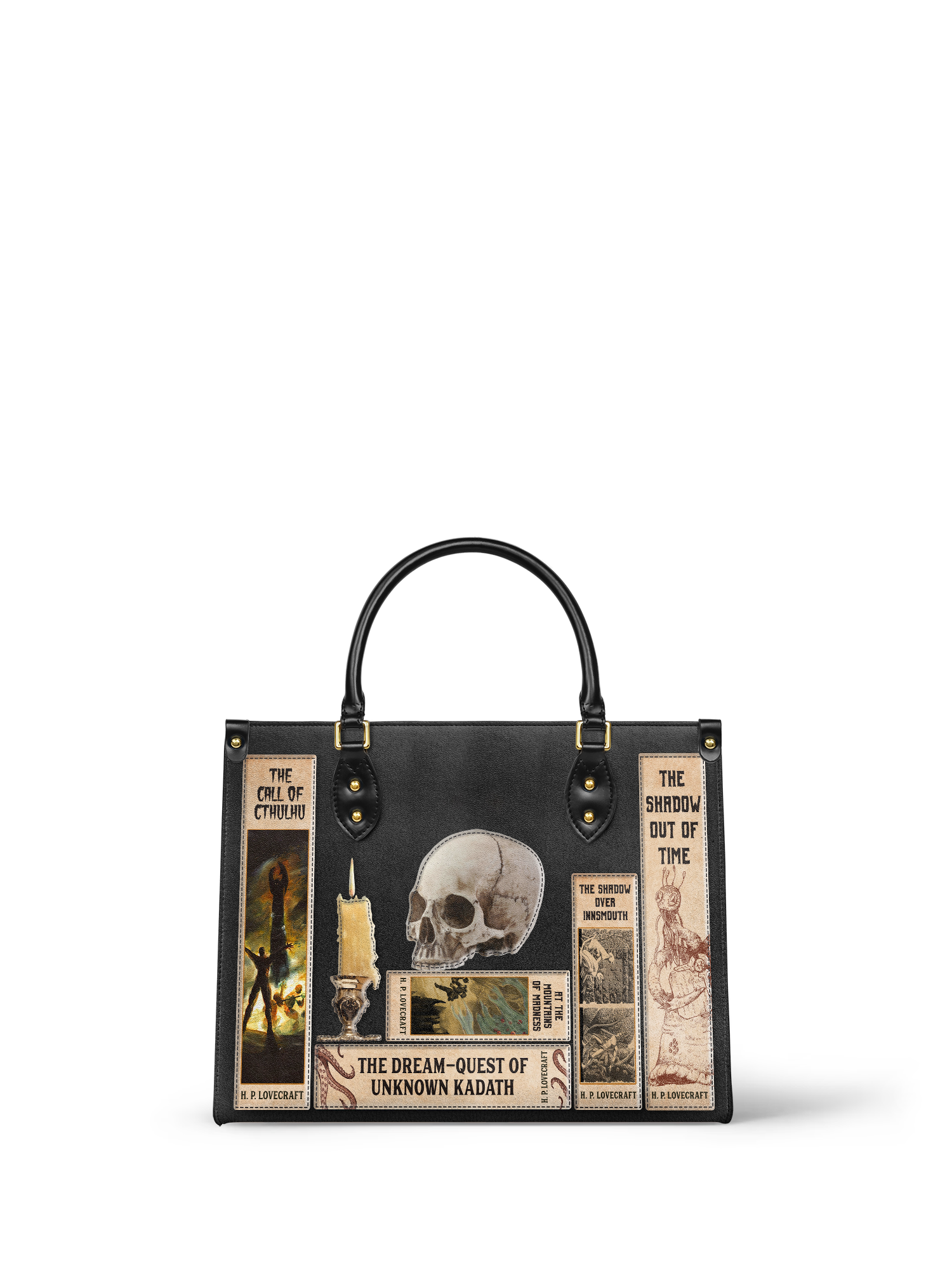 Lovecraftian Black Leather Handbag Premium Vegan Leather