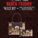 Lovecraftian Black Small Leather Handbag Deal
