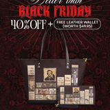 "Poe's Library" Ashen Black Leather Tote Bag Deal