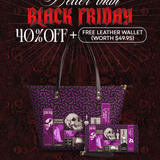 "The Codex of Gothic Tales" Violet Echo Leather Tote Bag Deal