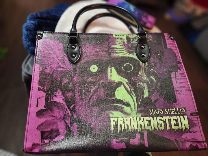 Customer photo — Kim Schueller with her Frankenstein Lablight Violet handbag