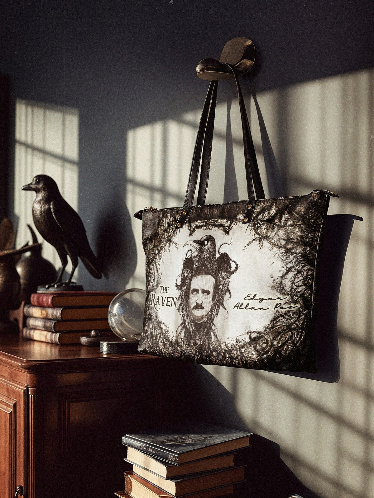 "The Raven" Leather Tote Bag - EVERMORE DEAL