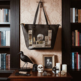"Lovecraftian" Black Leather Tote Bag Matching Set - CLEAROUT