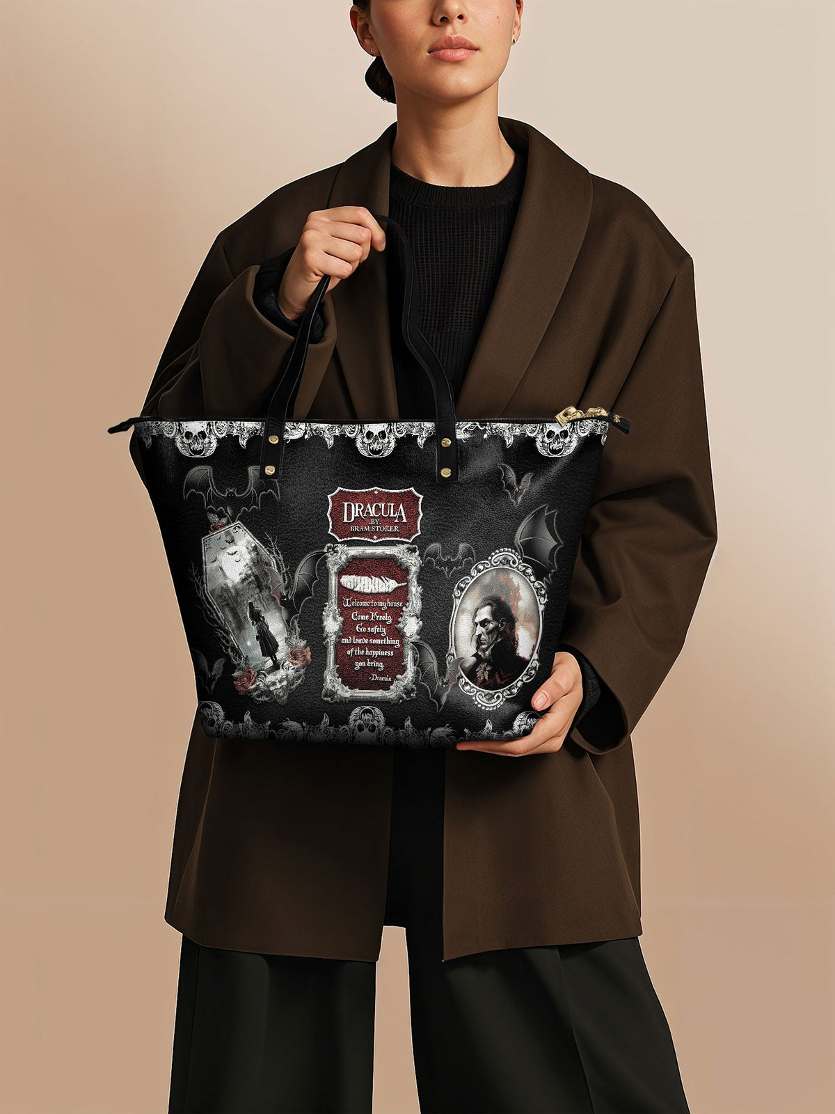 "The Dracula" Leather Tote Bag Matching Set - EVERMORE DEAL