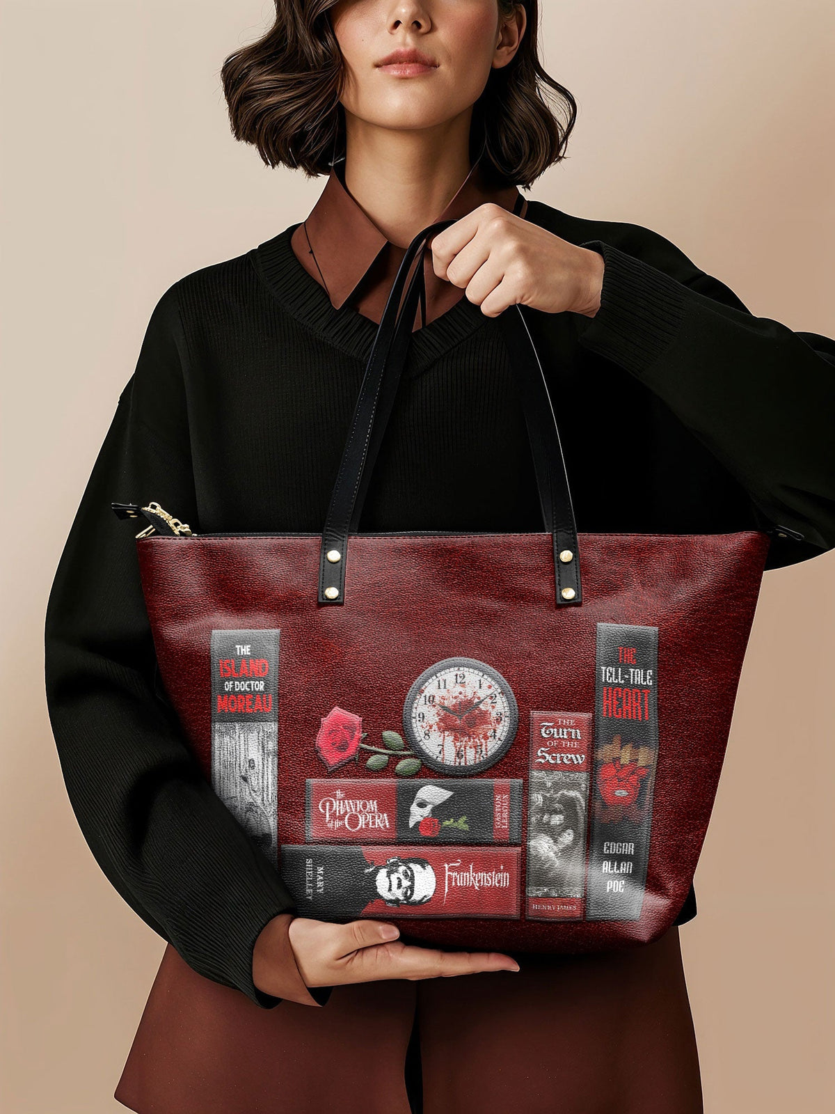 "The Crimson Codex" Leather Tote Bag - FALL DEAL