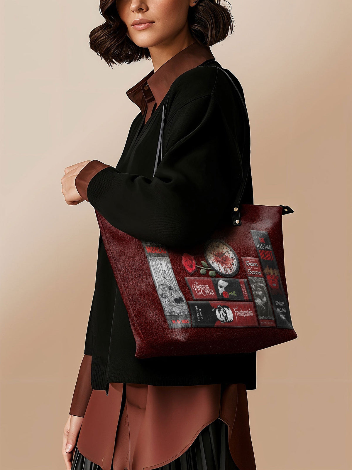 "The Crimson Codex" Leather Tote Bag - FALL DEAL