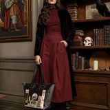 "Lovecraftian" Black Leather Tote Bag Matching Set - CLEAROUT