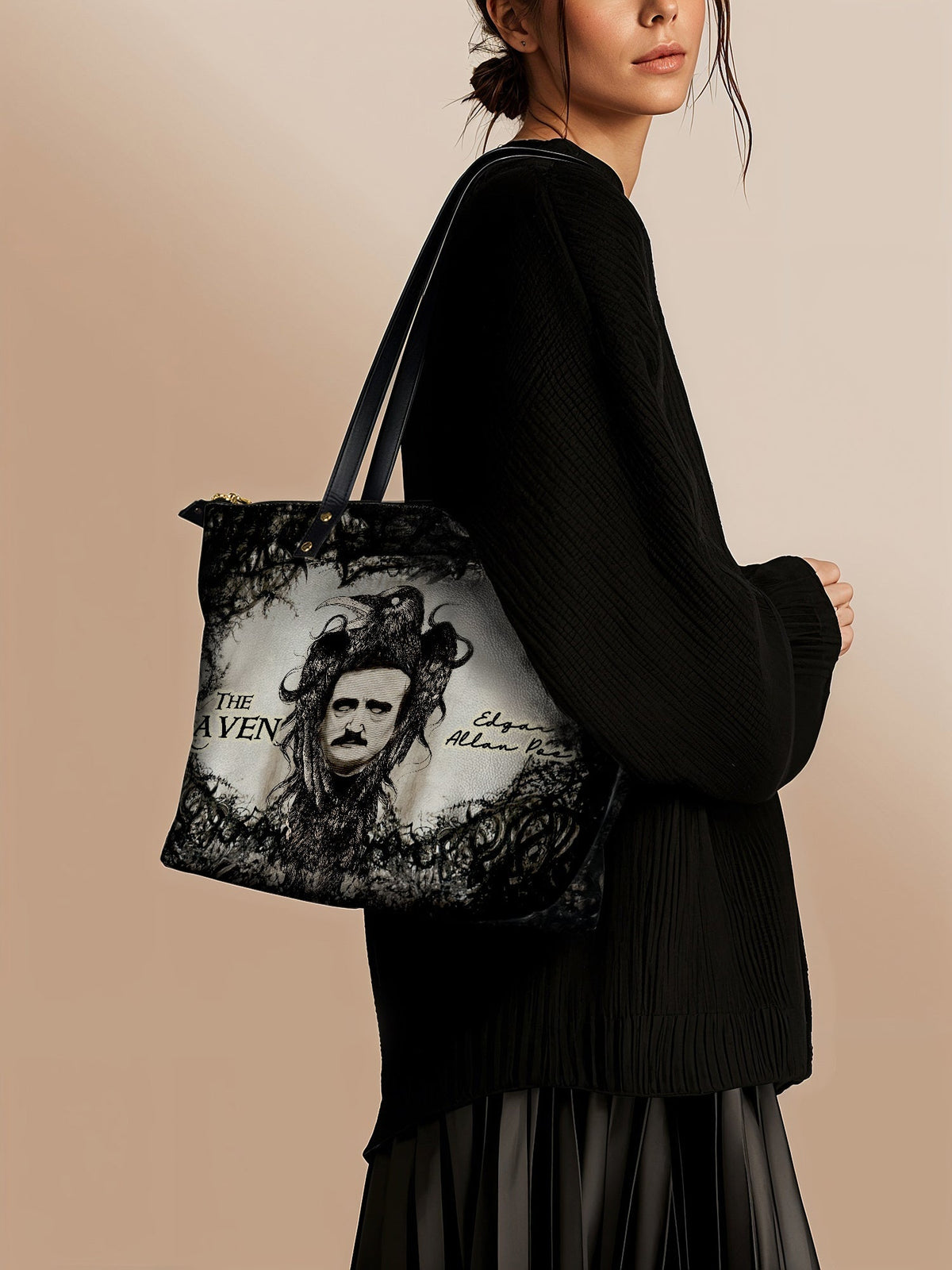 "The Raven" Leather Tote Bag - EVERMORE DEAL