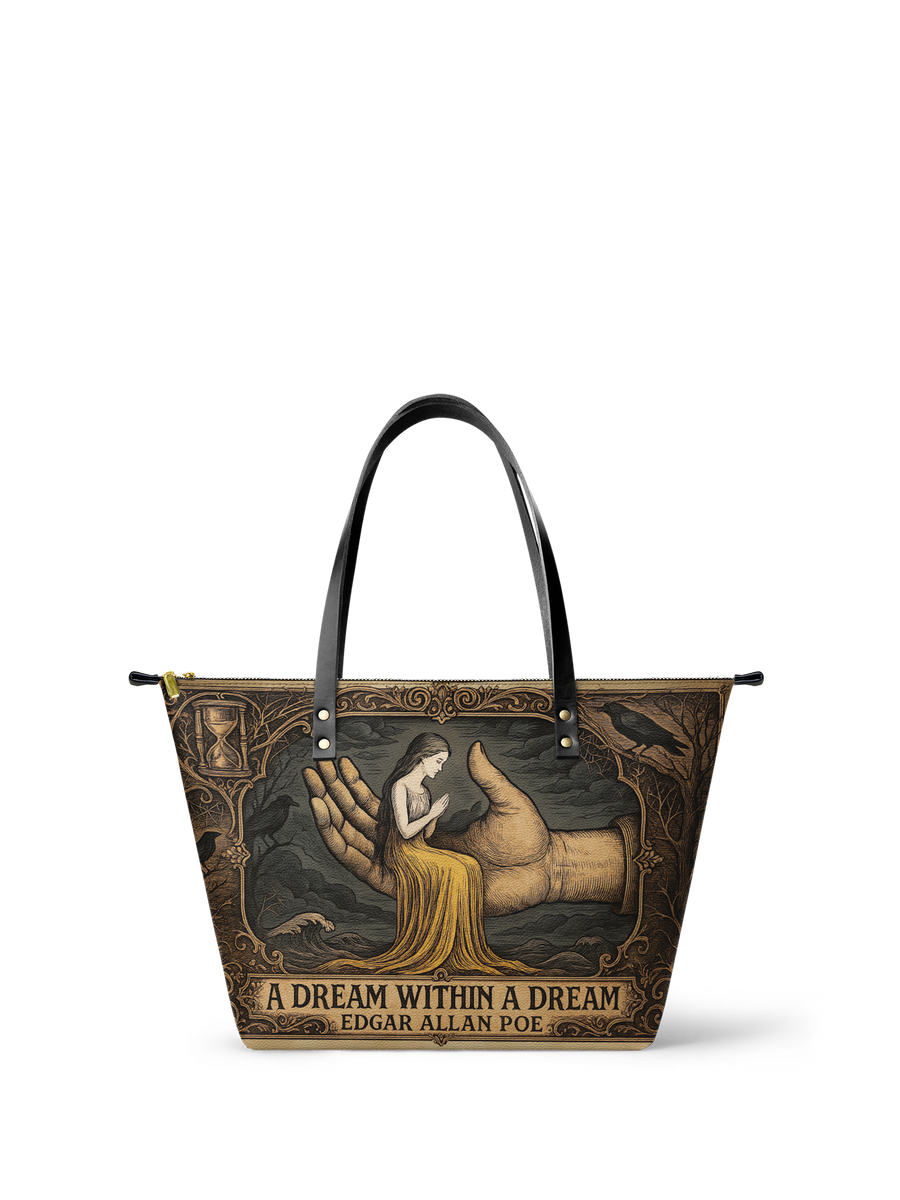 "A Dream Within A Dream" Leather Tote Bag