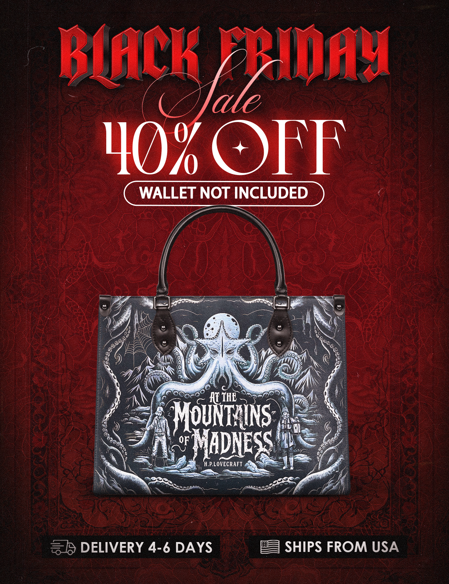 "At The Mountains Of Madness" Leather Handbag Deal