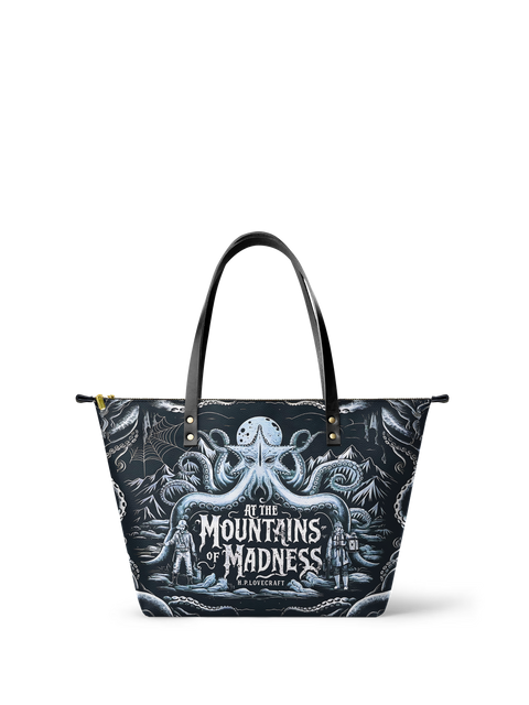 "At The Mountains Of Madness" Leather Tote Bag