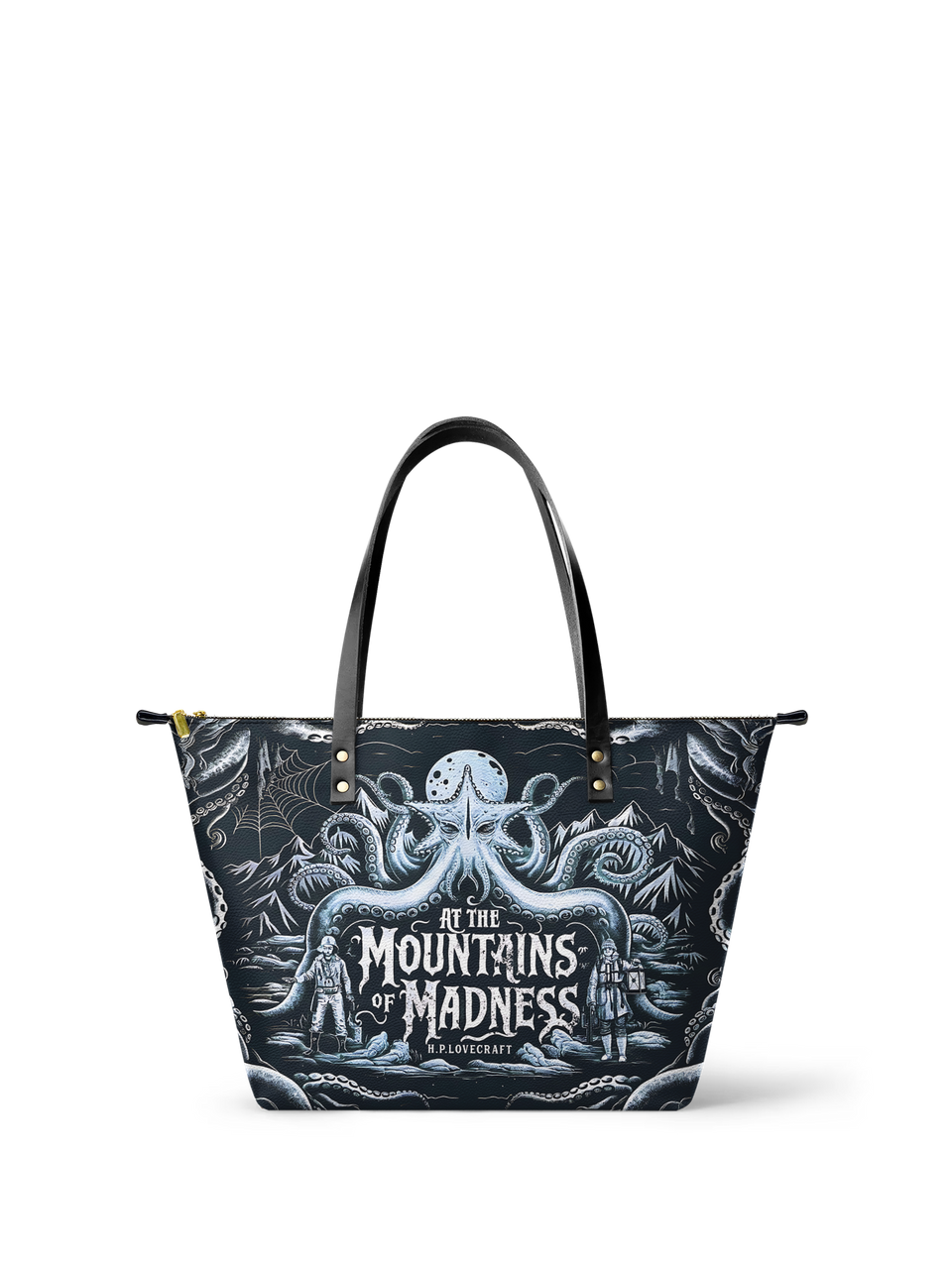 "At The Mountains Of Madness" Leather Tote Bag