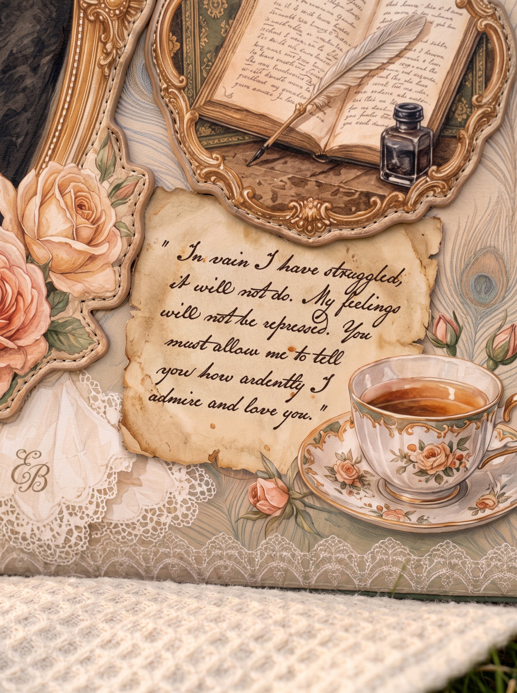 “Austen's Quill” Applique Leather Handbag Pre-order