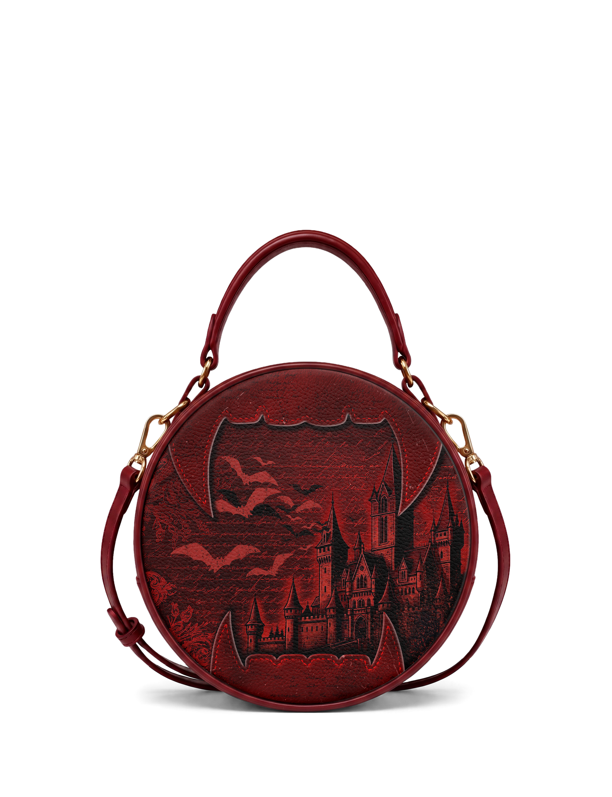 “Castle Dracula” Applique Circle Crossbody Bag