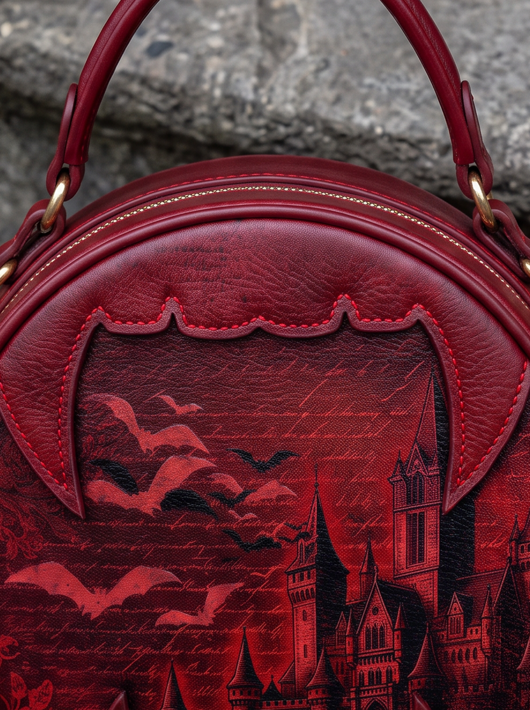 “Castle Dracula” Applique Circle Crossbody Bag