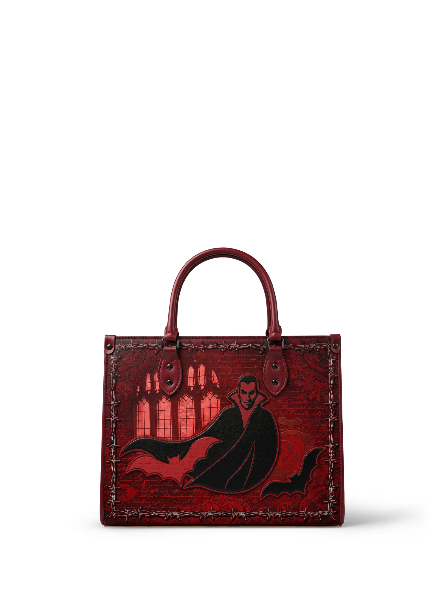 “Carfax Abbey” Applique Leather Handbag