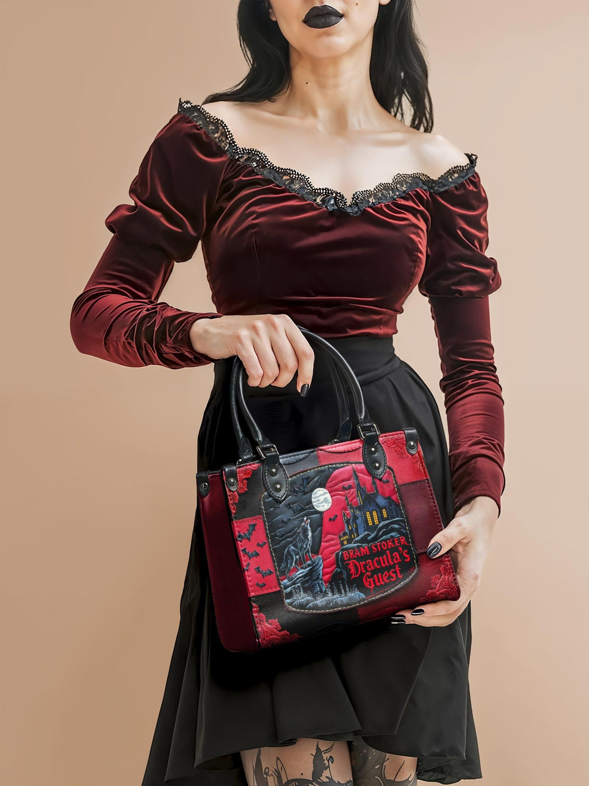 "Dracula's Guest" - Black Interior - Small Leather Handbag - FALL CLEARANCE DEAL