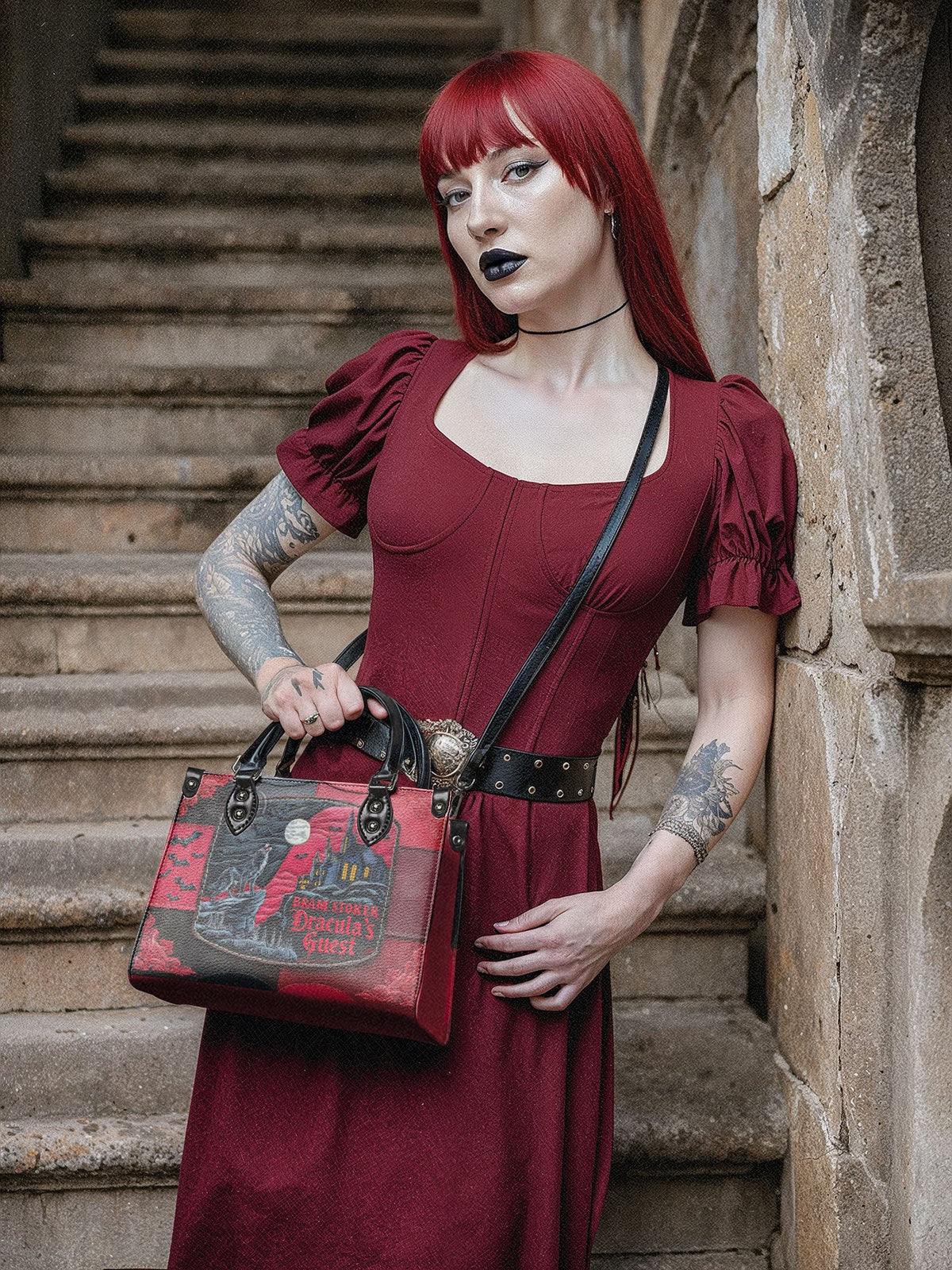 "Dracula's Guest" - Black Interior - Small Leather Handbag - FALL CLEARANCE DEAL