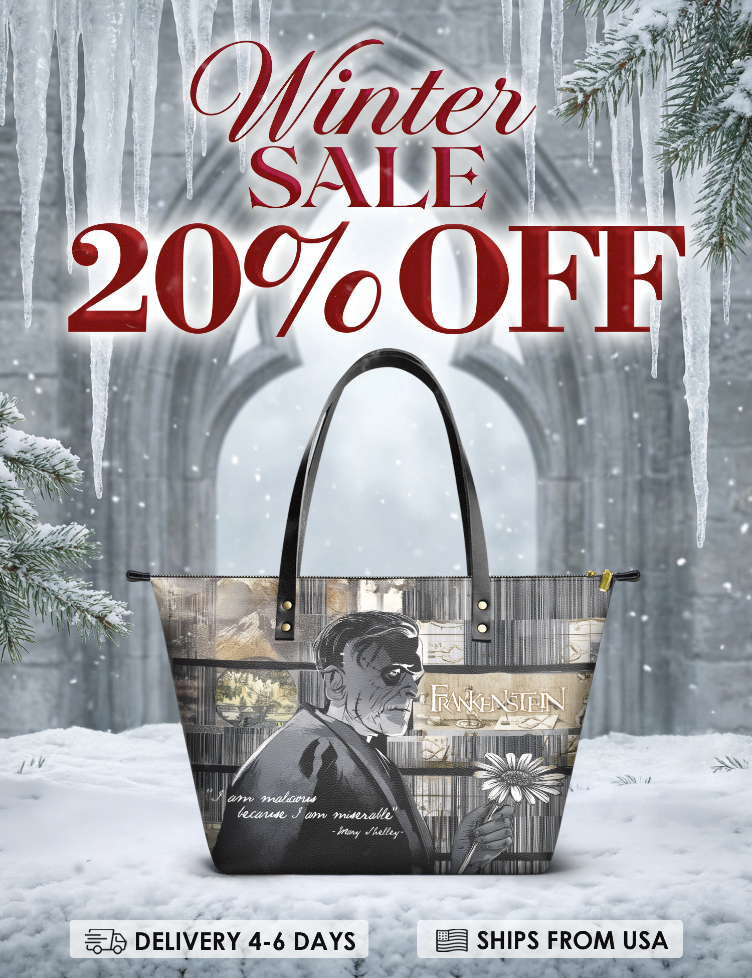 "Frankenstein" Ashes of Hope Leather Tote Bag Deal