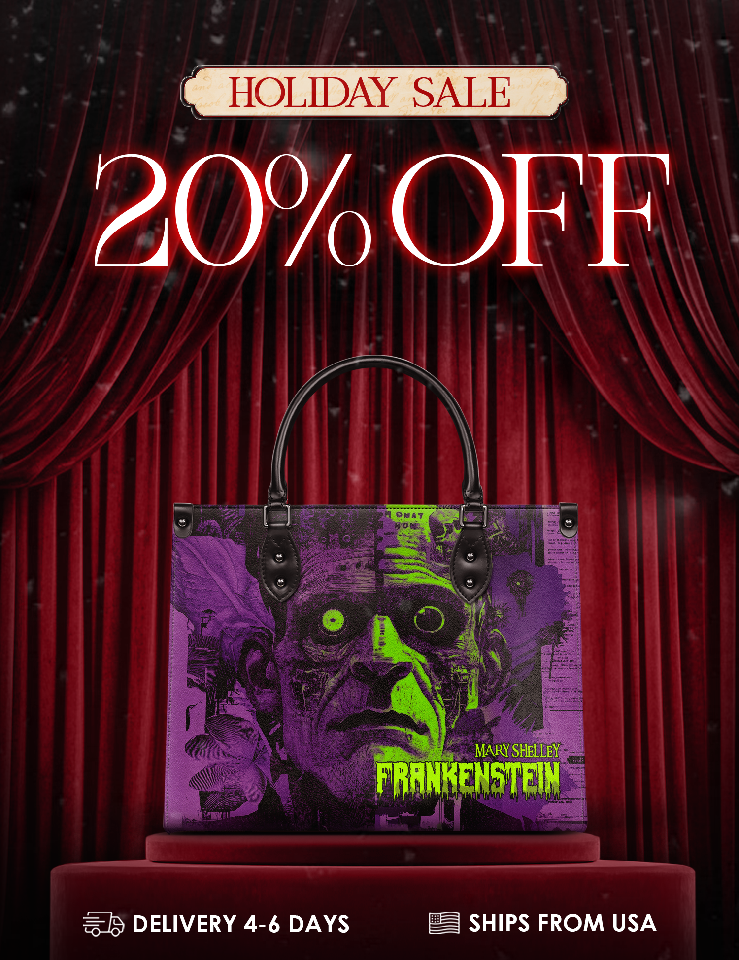 "Frankenstein" Lablight Violet Leather Handbag Deal