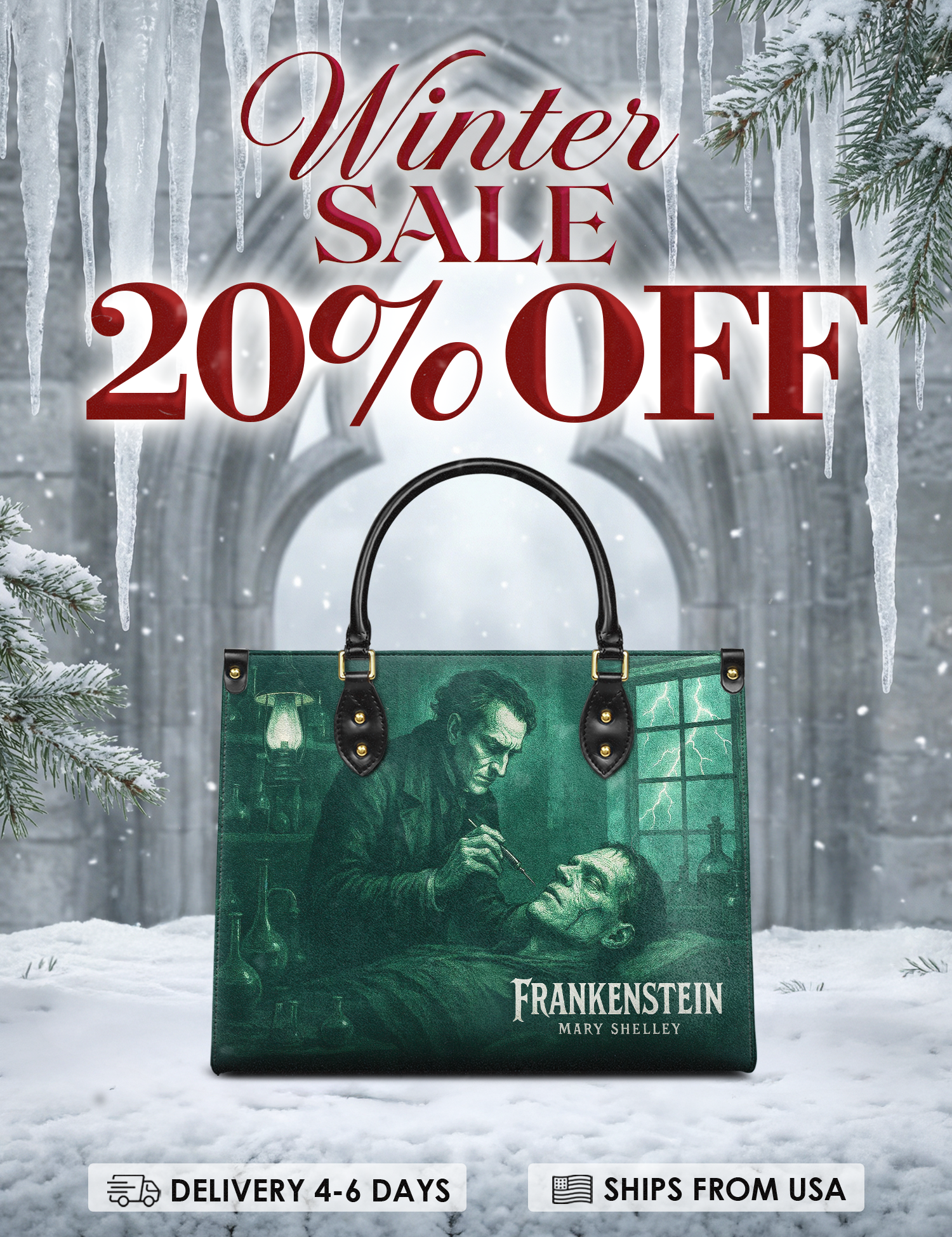 "Frankenstein" Mortuary Moss Leather Handbag Deal