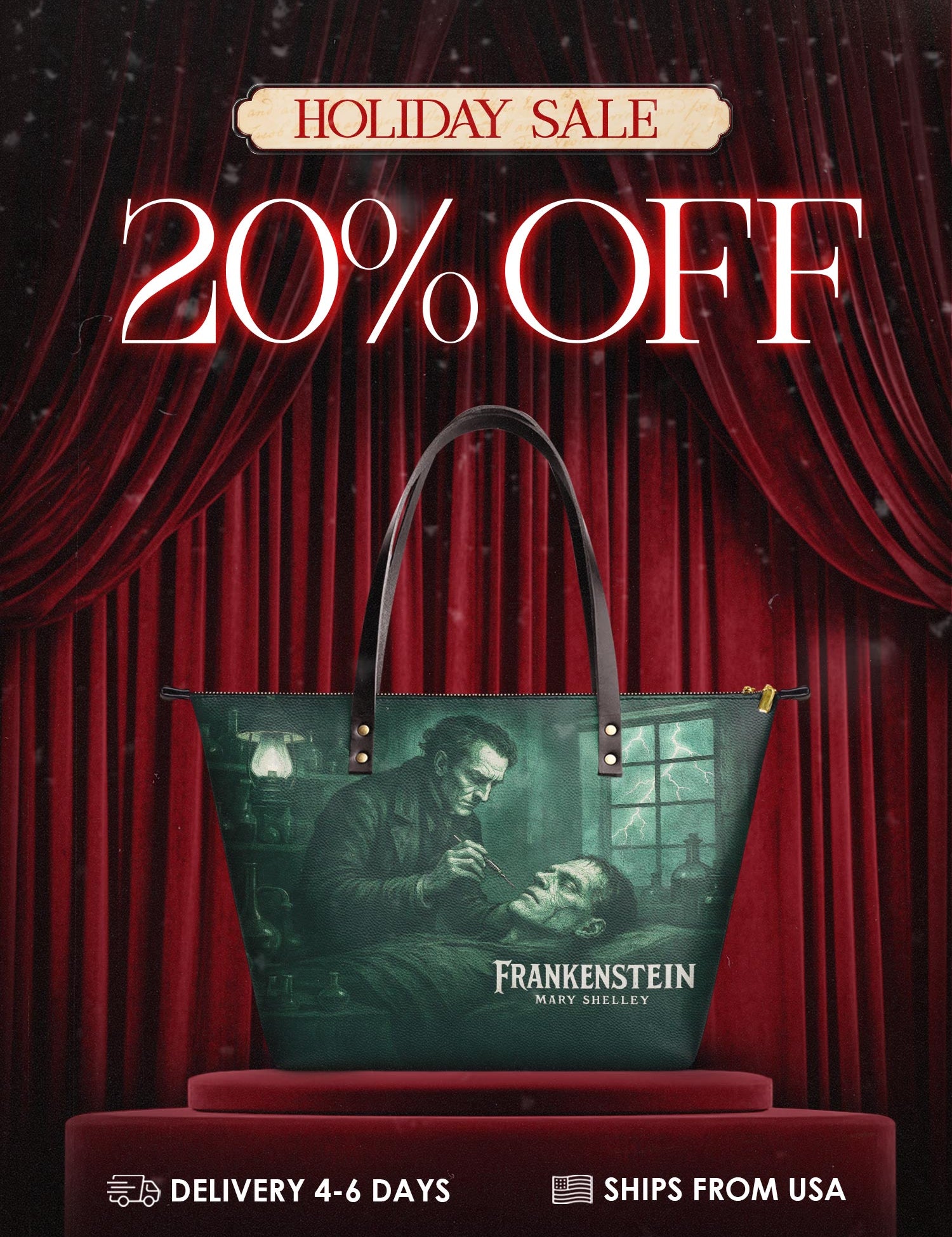 "Frankenstein" Mortuary Moss Leather Tote Bag Deal