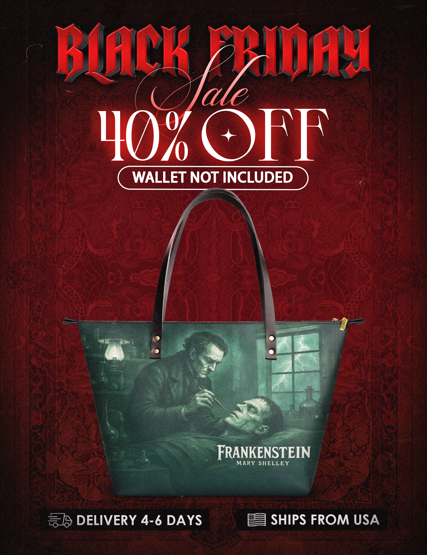 "Frankenstein" Mortuary Moss Leather Tote Bag Deal