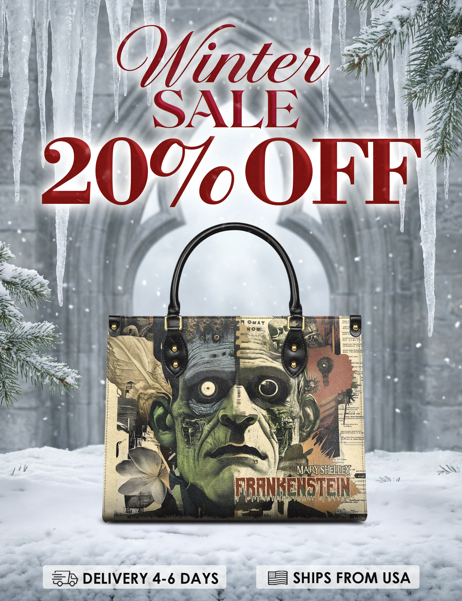 "Frankenstein" Old Parchment Leather Handbag Deal