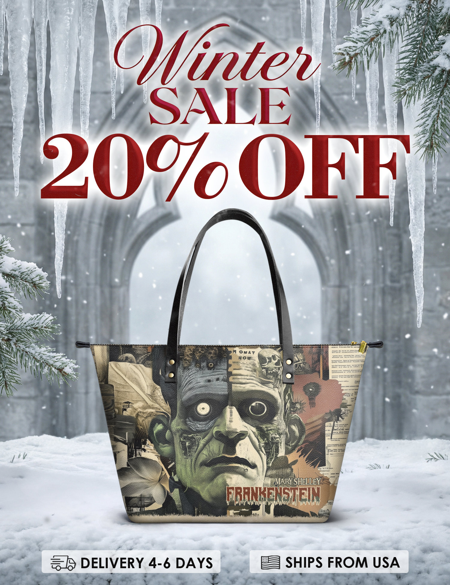 "Frankenstein" Old Parchment Leather Tote Bag Deal