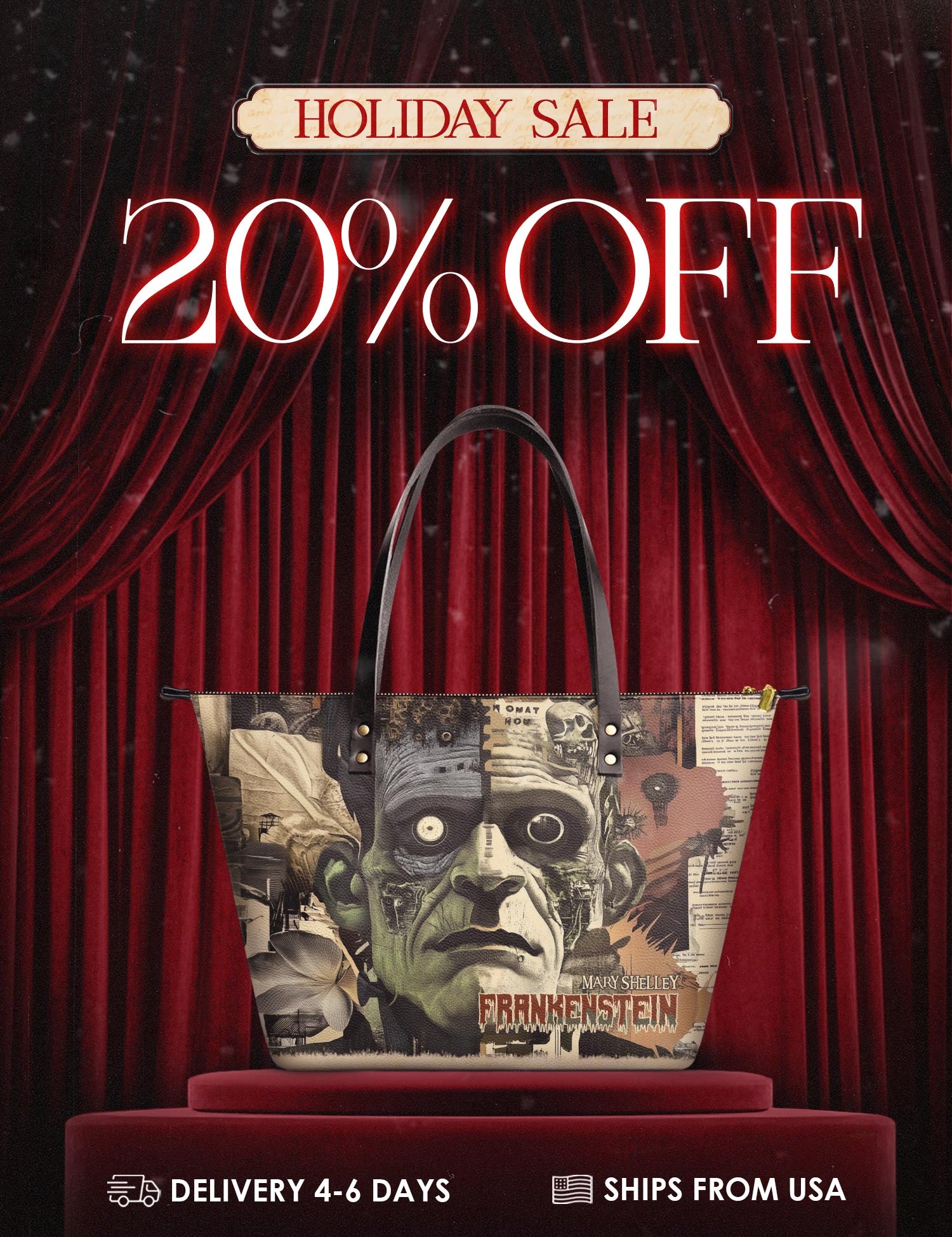 "Frankenstein" Old Parchment Leather Tote Bag Deal