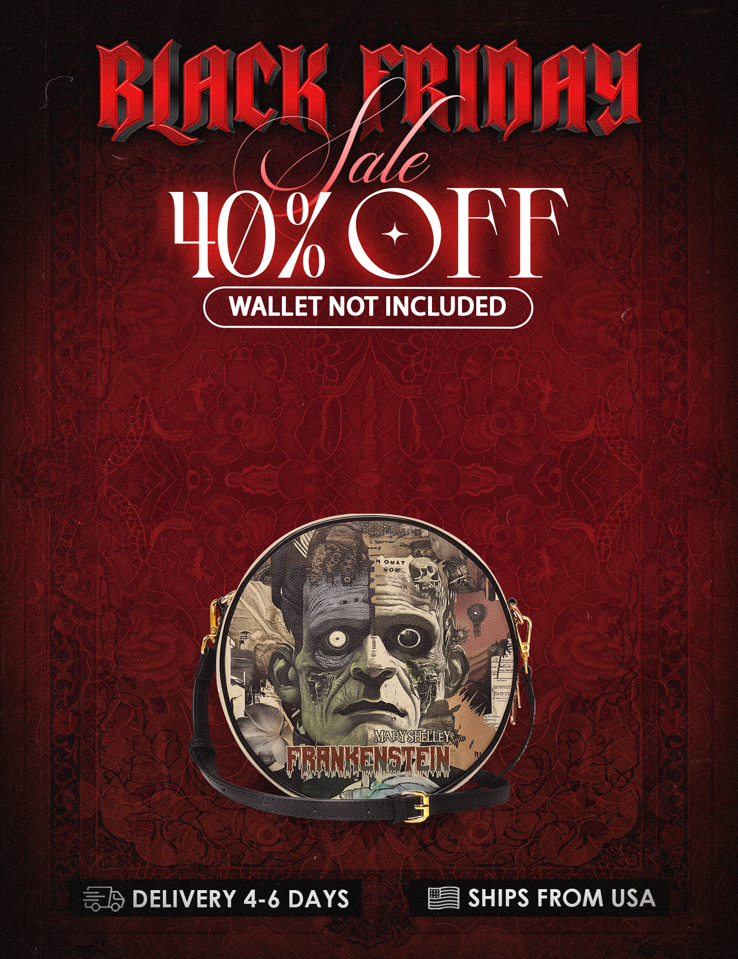 "Frankenstein" Old Parchment Circle Crossbody Bag Deal