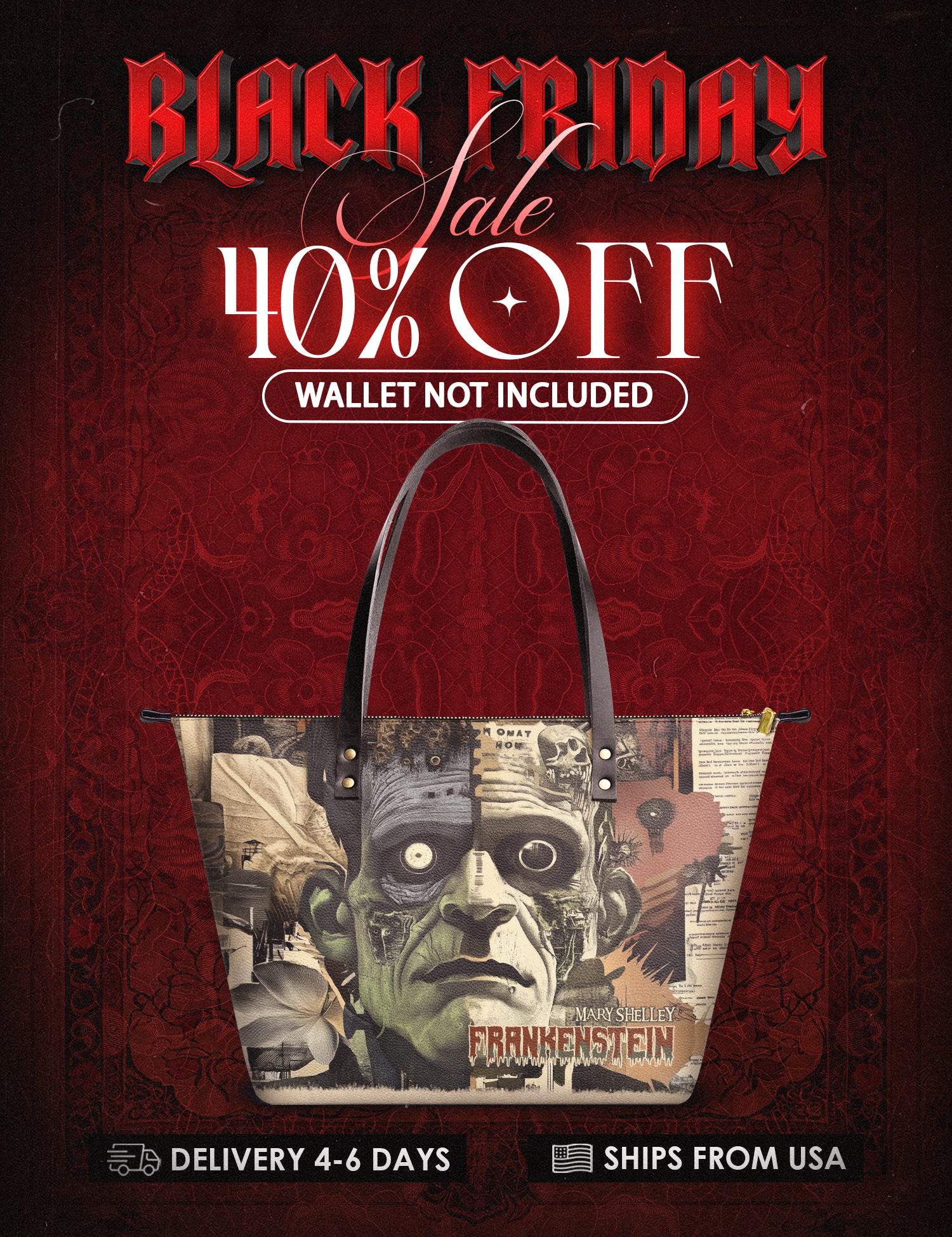 "Frankenstein" Old Parchment Leather Tote Bag Deal