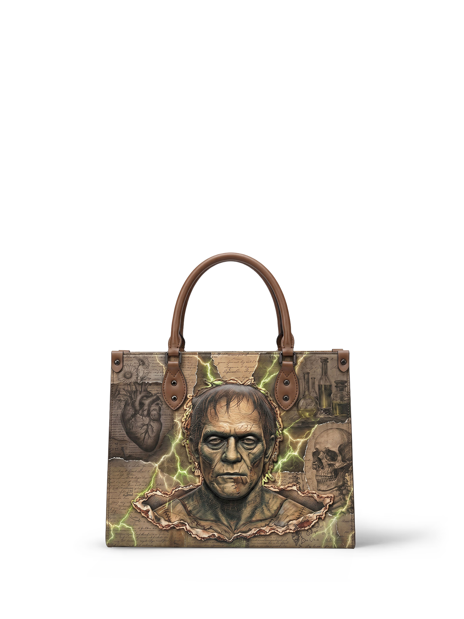 “The Modern Prometheus” Applique Leather Handbag