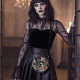 "Frankenstein" Old Parchment Circle Crossbody Bag
