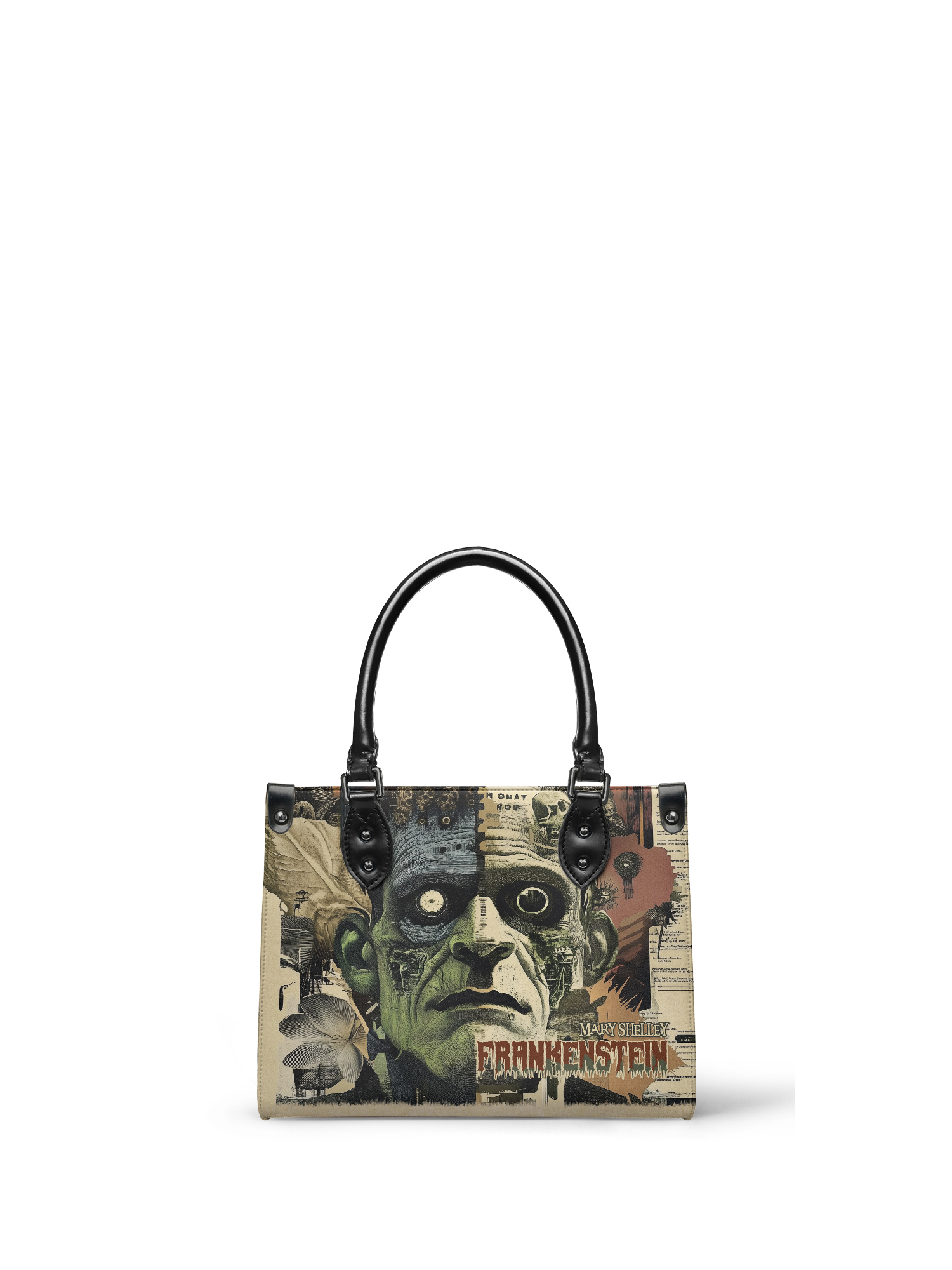 "Frankenstein" Old Parchment - Black Interior - Small Leather Handbag - NEW WORKSHOP SALE