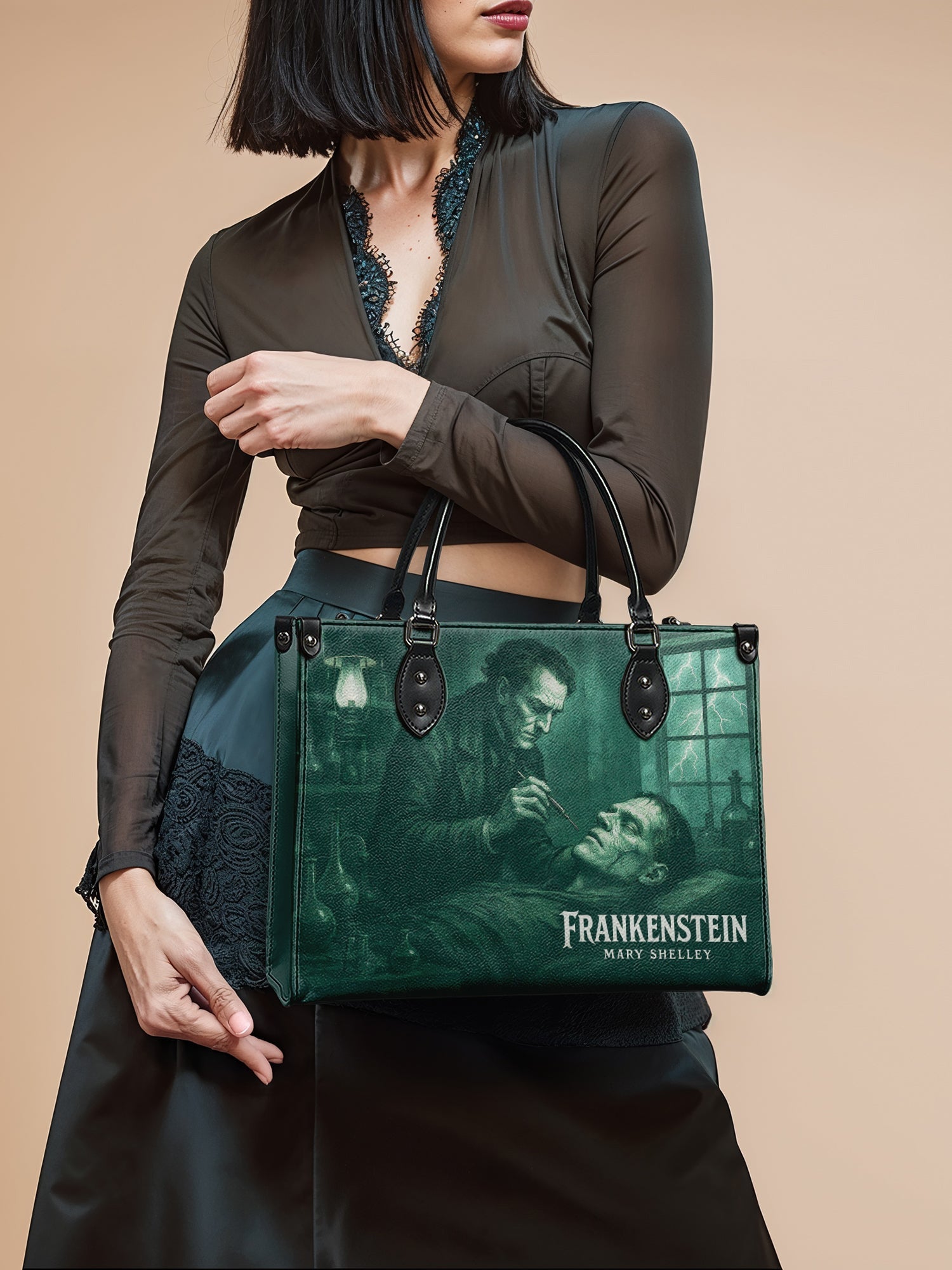 "Frankenstein" Mortuary Moss - Brown Interior - Leather Handbag