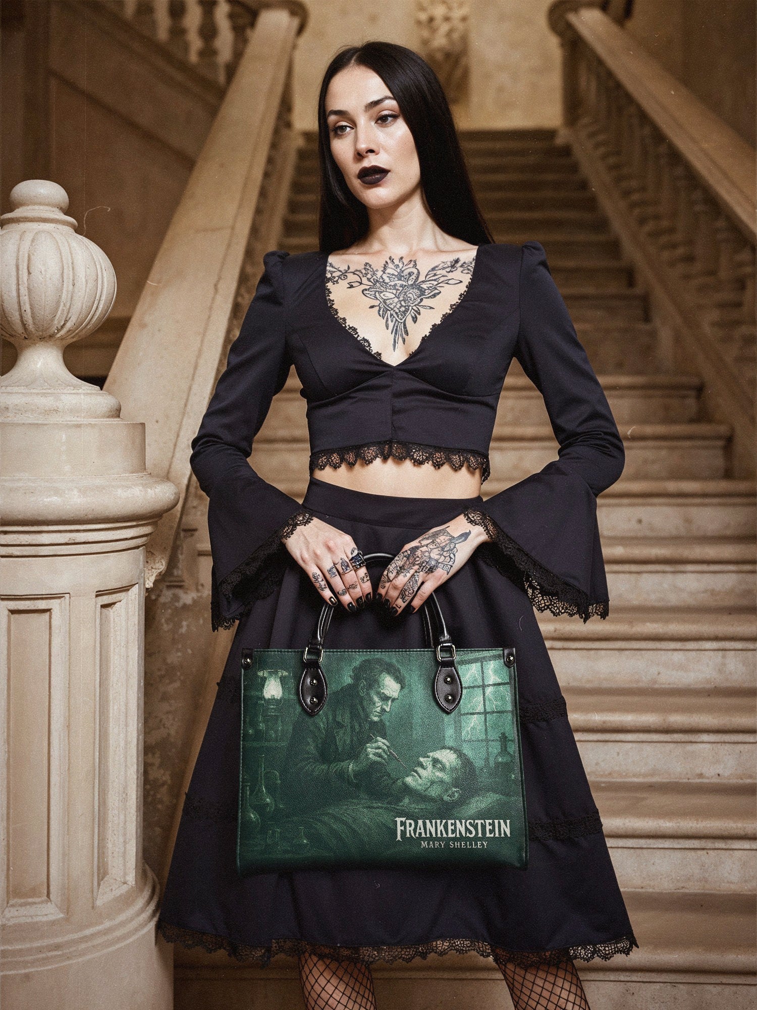 "Frankenstein" Mortuary Moss - Brown Interior - Leather Handbag
